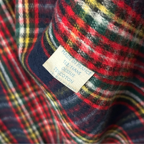 Vintage Trench Coat Navy Blue Plaid Fleece Lined Made in France Womens M? Preppy - Picture 10 of 12